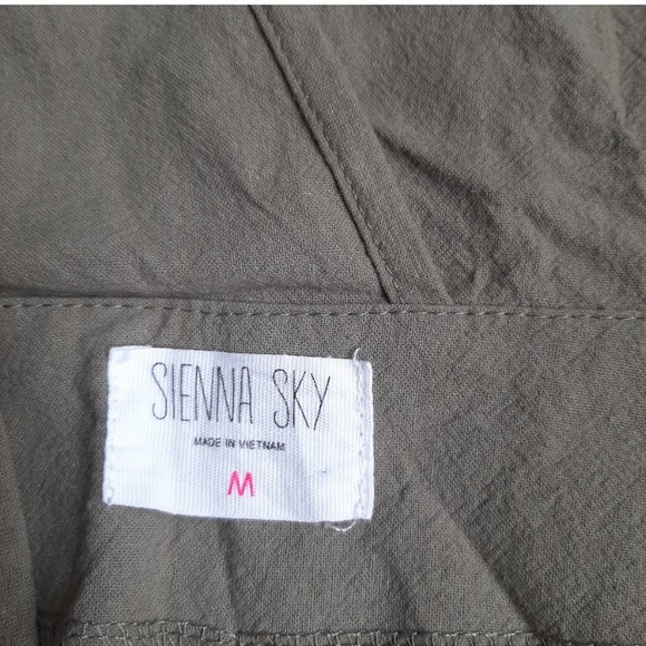 Olive Green Deep V-Neck Cropped Jumpsuit - Picture 7 of 7